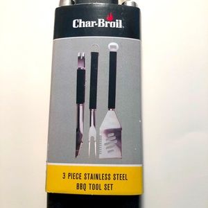 3 Piece Stainless Steel Heavy Duty Char-Broil BBQ Tool Set NEW